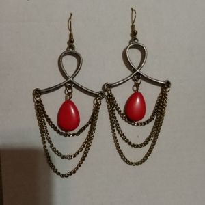 Bronze earrings with chains